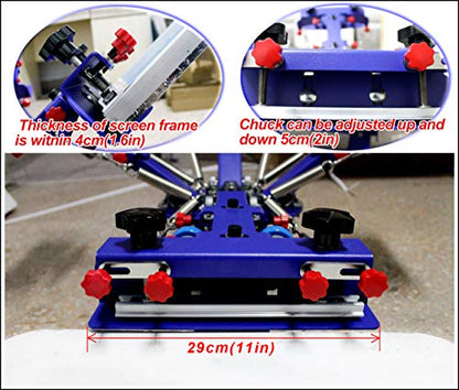 HayWHNKN 4 Color 1 Station Micro-Adjust Screen Printing Machine Kit Silk Screen Printing Press for T-Shirt with UV Exposure Unit Kit Washout Tank