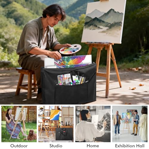 GOTIDEAL Large Art Portfolio Bag, 18x24 Inches Waterproof Art Portfolio Case with Shoulder&Handle Carry, Storage Carrying Bag for Artwork Sketch Drawing Canvas Photography Poster Side Widening - size: 18"x24"