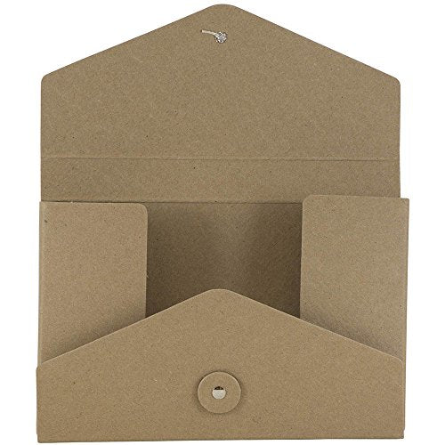 JAM PAPER Kraft Portfolio with Button and String Tie Closure - Video Size - 5 1/2 x 8 1/2 x 1 - Natural Recycled - Sold Individually - color: Natural Recycled, size: Video Size (5 1/2" x 8 1/2" x 1")