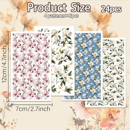 OLYCRAFT Magnolia Pattern Clay Transfer Paper - 24 Pcs - Flower Theme - Polymer Clay Transfer Sheets - Jewelry Making Kit - style: Magnolia