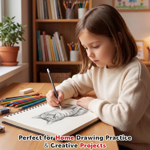 9" x 12" Sketch Book, 2-Pack 50 Sheets Top-Spiral Bound Sketchbook Drawing Pad, 100gsm Perforated Pages Art Supplies for Beginner Artists Students Drawing Painting Sketching - size: 9x12