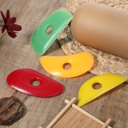 4 PCS Silicone Pottery Ribs, Soft Silicone Sculpting Tools, Multicolor and Multishape Pottery Ribs Mud Tools for Shapes Sculpting, Mud, Trimming, Throwing