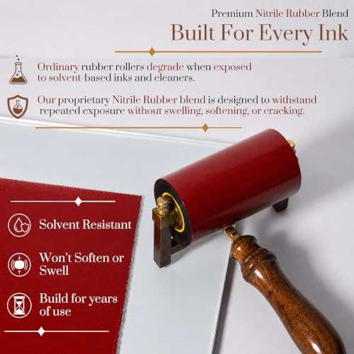 Leoball® Limited Edition Ultra-Soft Nitrile Rubber Block Printing Brayer, Deluxe Luxury 30-35 Shore A Rubber Roller, with Internal Bearing tech, 10 inch - size: 10 inch
