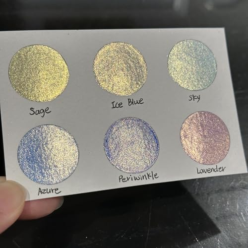 IUILE Handmade Watercolor Paints - Blue Gold Half Pan Set (6 colors) - color: Blue Gold