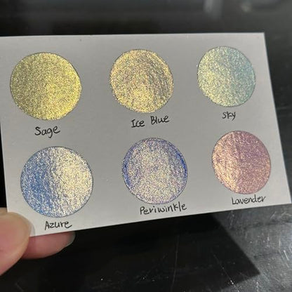 IUILE Handmade Watercolor Paints - Blue Gold Half Pan Set (6 colors) - color: Blue Gold