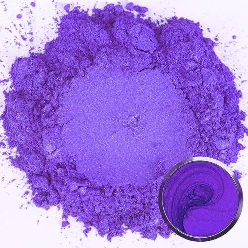 Matio Purple Mica Powder for Epoxy Resin, 1.8oz/ 50g Pearlescent Effect Mica Powder Natural Color Pigment for Soap Making, Bath Bomb, Candle Dye, Resin Craft, Paint, Nails Art, Jewelry, Slime Pigment - color: Purple