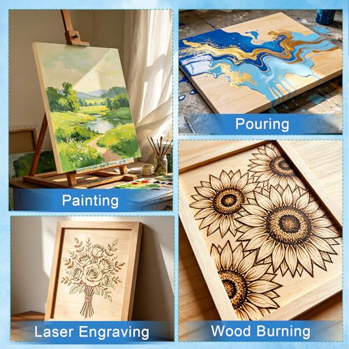 ESRICH 12x16 Inch Wood Panels for Painting, 2 Pack Craft Wood Canvas Boards, Blank Unfinished Wooden Art Board for DIY Art Creations Such as Painting, Acrylic Pouring, Resin, Burning, Collage, etc. - size: 12x16IN-2Pack