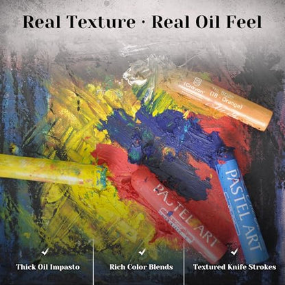 iCrayon Professional Oil Pastels Set – 36 Classic Colors, Rich Pigment & Smooth Blending, Artist-Grade Oil Pastels for Drawing, Sketching & Fine Art - color: Classic