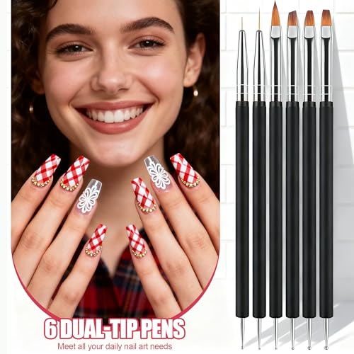 Artdone Nail Striping Tape Lines Kit With Nail Art Pens Liner Brushes | Dotting Tools For Gel Polish Small Detail Drawing Design Paint