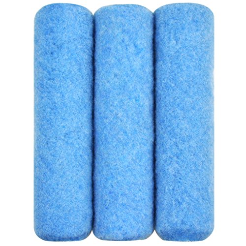 Great Andrew 3 Pack Paint Roller Covers 9 Inch 3/8-Inch Nap, Dense Fibers Large Paint Roller Kit for Painting Textured Smooth Rough Surfaces Walls Floors House - size: 3pcs, 9", Blue