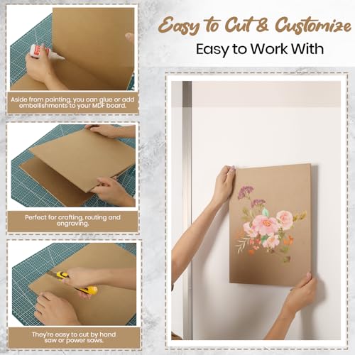 CALPALMY 24-Pack MDF Board 1/8 Inch Thick 12" x 12" Unfinished Wood Panels, 3mm Thick Medium Density Fiberboard Wood Boards for Crafts, Painting, Carpentry, Engraving, Interior Design, and More - size: 12 x 12 x 1/8" (24 Pack)