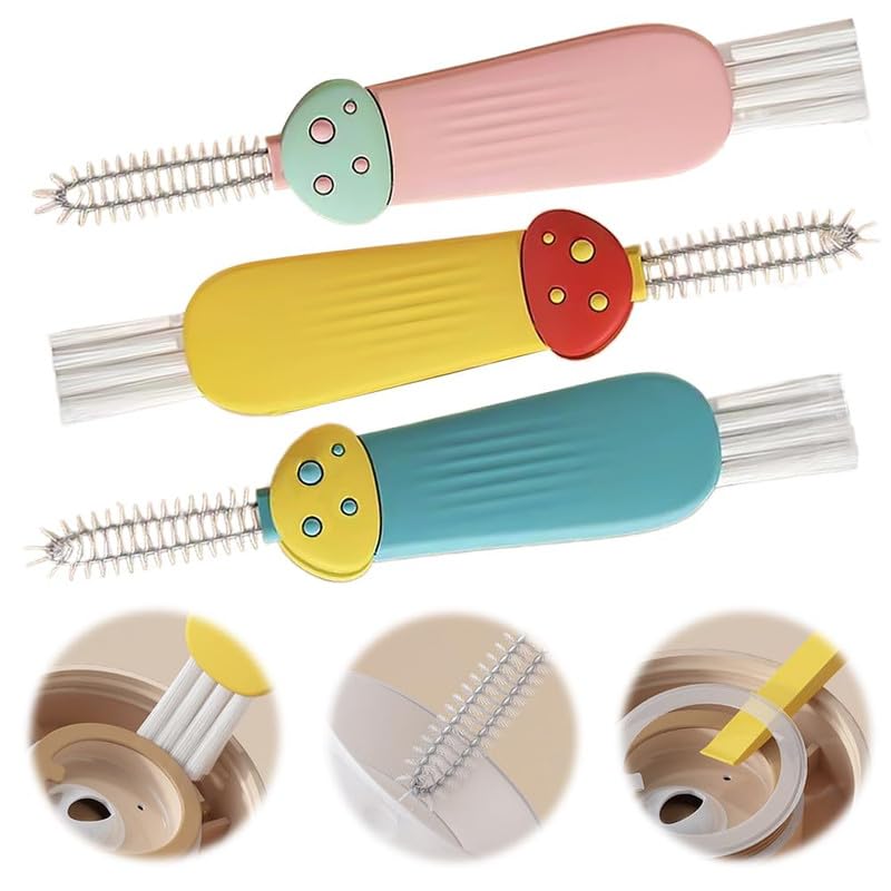 3 in 1 Cup Lid Cleaning Brush, 2024 New Crevice Cleaning Brush Set for Baby Bottle Gap Tight Spaces Cup, 3 in 1 Multifunctional Cleaning Brush Portable Cup Lid Cleaner with Brush(D) - color: D1