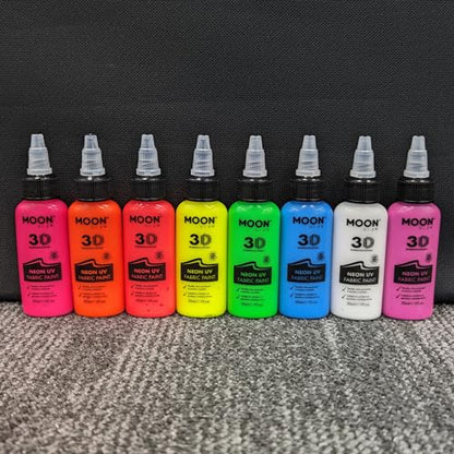 Moon Glow - Neon UV 3D Fabric Paint - 1.01fl oz - Intense Red - Textile paint for clothes, t-shirts, bags, shoes & canvas - color: Intense Red