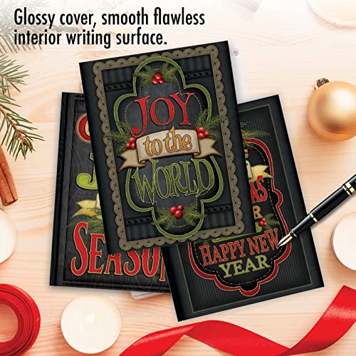 The Best Card Company - 10 Christmas Greeting Cards with Envelopes - Festive, Fun Assorted Holiday Notecards (4 x 5.12 Inch) - Chalk Up Another Holiday M2297 - style: Chalk up Another Holiday