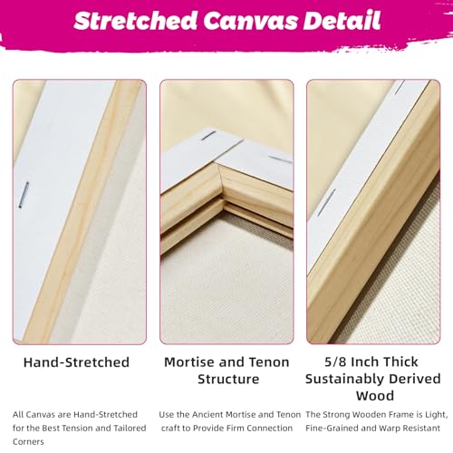 Stretched Canvas for Painting, 2Pack 36X48 Large Canvas for Painting, 15 Oz Triple Primed 2/3" Profile Cotton Professional Artist Quality Blank Canvas,Ready to Paint, Art Supplies for Acrylic, Oil - size: 24x36" - 2Pack