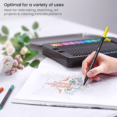 ARTEZA Inkonic Fineliners Pens, Set of 72, 0.4 mm Fine Tip Markers, Water-Based Art Pens for Drawing, Sketching, Journaling, Calligraphy - size: 1 Count (Pack of 72)
