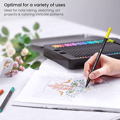 ARTEZA Inkonic Fineliners Pens, Set of 72, 0.4 mm Fine Tip Markers, Water-Based Art Pens for Drawing, Sketching, Journaling, Calligraphy - size: 1 Count (Pack of 72)