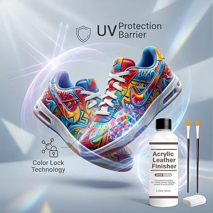 Matte 5-Coat Acrylic Leather Finisher – Clear Flexible Coat for Leather Shoes Protection (Anti-Wear & Anti-Oxidation), Matte Finish for Bags, Jackets & Leather Craft Restoration, 4.23 oz