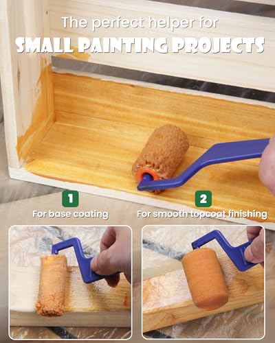 Voomey Small Paint Roller, 2 Inch Mini Paint Roller Kit 10 Pack, Microfiber Paint Rollers with Tray and Roller Frame for Touch Up Painting Wall, Door, Cabinet - size: 2 Inch Mini Paint Roller Kit 10 Pack
