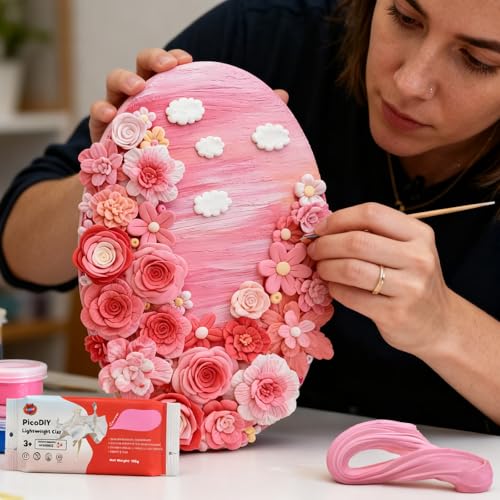 Lightweight Clay - Air Dry Clay, Ultra Light & Soft, Safe & Non-Toxic, Moldable & Flexible, DIY Modeling Clay for Anime Figures, Sculpting, Molding, Creative Art Crafts - color: Pink