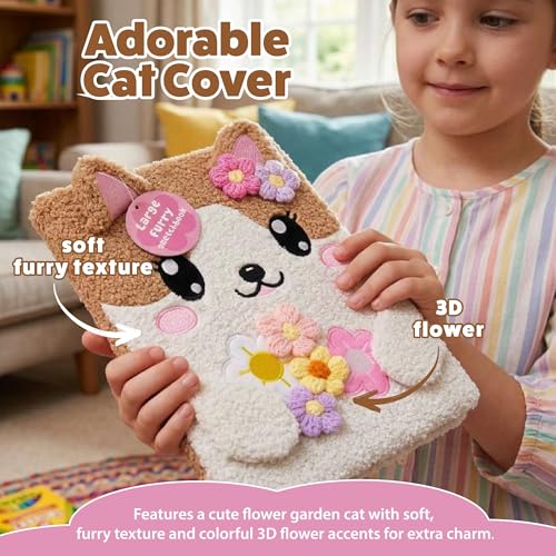 VOTUM Flower Cat Fuzzy Sketch Book: Personalized Artist Sketchbook with 3D Flowers: Sketching, Drawing and Creative Doodling. Notebook and Sketchbook to Draw and Journal (Flower Garden) - color: Fur