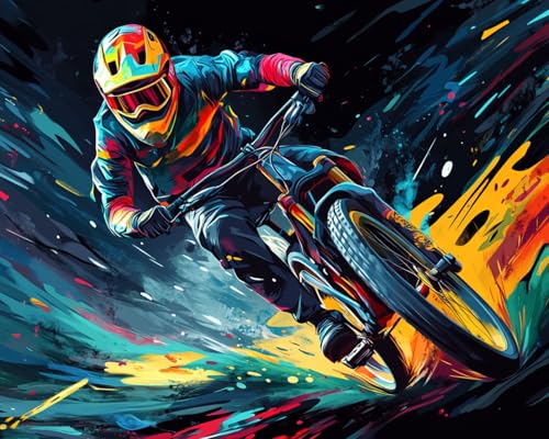 DIY Paint by Numbers for Adults & Kids,Dirt Bike Rider Paint by Numbers DIY Painting Acrylic Paint by Numbers Painting Kit Home Wall Living Room Bedroom Decoration,16 x 20Inches DIY Frame - color: Car Lovers-05, size: 16''x20''(DIY Frame)