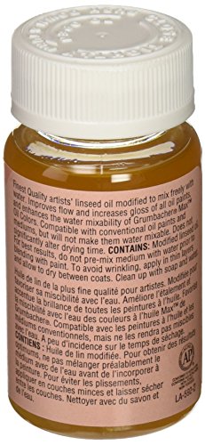 Grumbacher Linseed Oil Medium for MAX Water-Mixable Oil Paints, 2-1/2 Oz. Jar, #5922