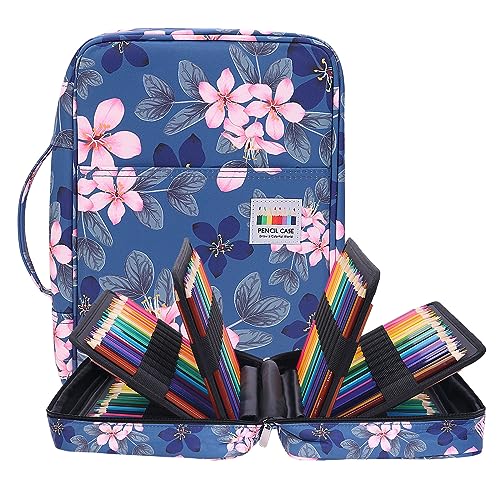 Large Capacity Pencil Case for Adults, 304 Slots Pen Case Pencil Case Multi Compartments Slot Pen Organizer Bag for Colored Pencils, Markers, Gel Pencils - color: Magnolia Floral