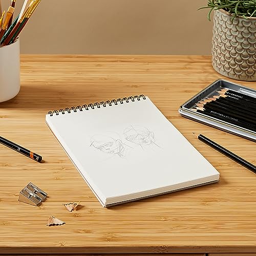 CANSON XL Sketch 90gsm A5 Paper, Fine Grain, Spiral Pad Long Side, 60 Ivory Sheets, Ideal for Professional Artists & Illustrators - size: 60S A5
