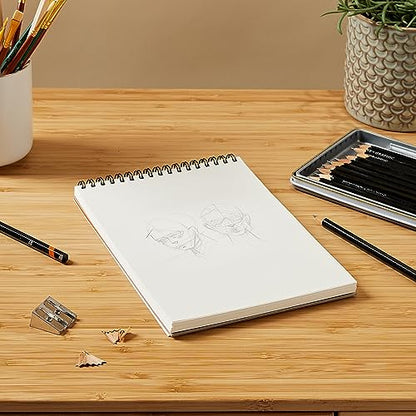 CANSON XL Sketch 90gsm A5 Paper, Fine Grain, Spiral Pad Long Side, 60 Ivory Sheets, Ideal for Professional Artists & Illustrators - size: 60S A5
