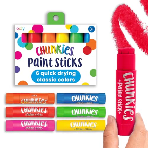 Ooly Chunkies 6 Mess Free Paint Sticks For Kids, Tempera Paint Sticks Kid Safe Colors, No Mess Quick Drying Art Supplies for Toddlers and Kids - color: Classic