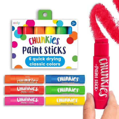 Ooly Chunkies 6 Mess Free Paint Sticks For Kids, Tempera Paint Sticks Kid Safe Colors, No Mess Quick Drying Art Supplies for Toddlers and Kids - color: Classic