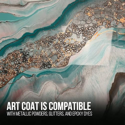 Stone Coat Countertops Art Coat (2 Gal Epoxy Resin) Formulated with Zero VOCs, Extended Working Time, UV Resistance for Alcohol Ink, Acrylic, Metallics, Food Safe Epoxy Perfect for DIY and Art Markers | Extended Working Time, Zero VOC, Food‑Safe Epoxy for