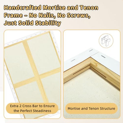 2-Pack 24x36 Stretched Canvas 13.4oz Warp-Resistant for Oil & Acrylic | 13.4oz (380gsm) triple gesso primed, warp-resistant, large pre-stretched canvas for gallery-quality art - size: 2pk - 24"x 36"