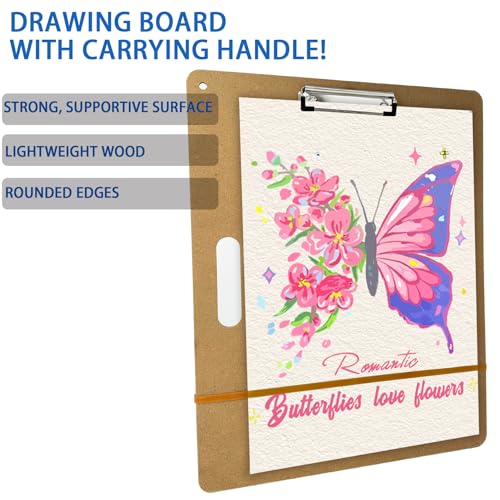 2Pcs 14" x 18" Drawing Board, Artist Sketch Boards with Handle for Drafting Art, Portable Wooden Clipboard for Class or Studio Fit in Artists Tote - size: 2pcs 14" x 18"
