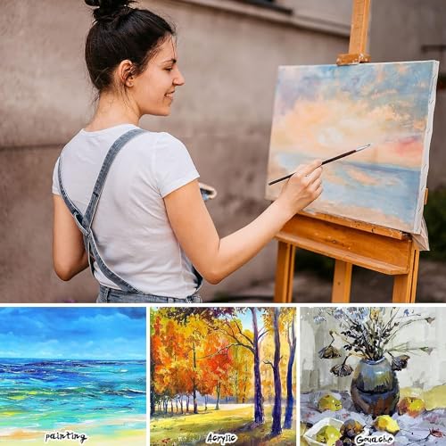 Canvases for Painting, 40x30, 30x20, 20x15, 8 Set Stretched White Canvas with Petal Paint Tray Palettes & Tape, Artist Canvases Frame Board Panels, Cotton Canvas for Oil, Acrylic, Watercolor