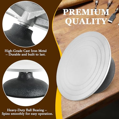 MAOPINER 12 inch Diameter Sculpting Wheel | Heavy Duty Turntable Pottery Sculpting Wheel | All Cast Iron Metal Construction Joint with Ball Bearings - size: 12 inch