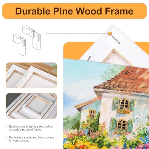 6-Piece Canvas Set for Painting – 11.8x7.9”, 7.9x5.9”, 5.9x3.9”, 7.9x7.9”, 5.9x5.9”, 3.9x3.9” Stretched Canvas Panels – White Artist Canvas Boards for Oil, Acrylic & Craft Painting (Model A) - size: Model A