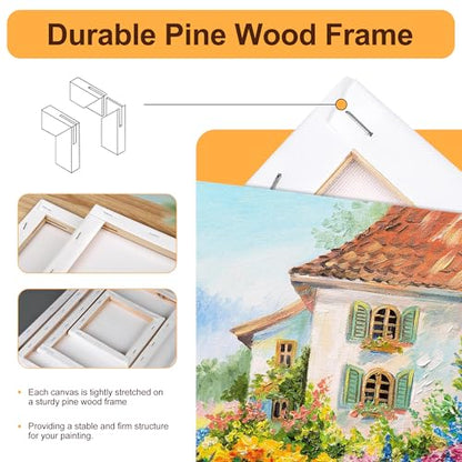 6-Piece Canvas Set for Painting – 11.8x7.9”, 7.9x5.9”, 5.9x3.9”, 7.9x7.9”, 5.9x5.9”, 3.9x3.9” Stretched Canvas Panels – White Artist Canvas Boards for Oil, Acrylic & Craft Painting (Model A) - size: Model A