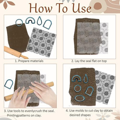 CHGCRAFT Wishing Flowers Polymer Clay Texture Sheets Silicone Texture Stamp Clay Texture Mat Modeling Pattern Pad Texture Sheets for Jewelry and Clay Earrings Tools, 5.5x5.5 inch - style: Wishing Flowers