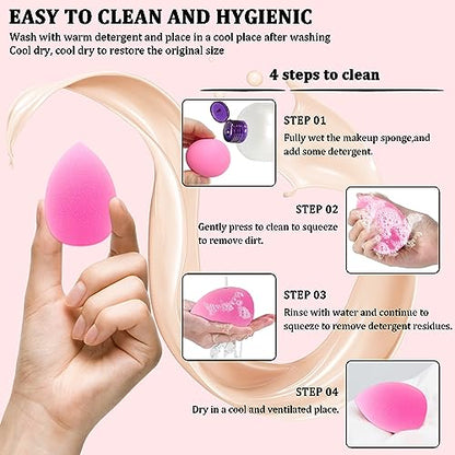 12 Pieces Professional Makeup Sponge Set,Latex Free Flawless Soft Setting Face Puffs,Beauty Sponge Blender Cosmetic Applicator for Powder,Liquid,Facial Makeup Tools - color: 12Pcs Pink