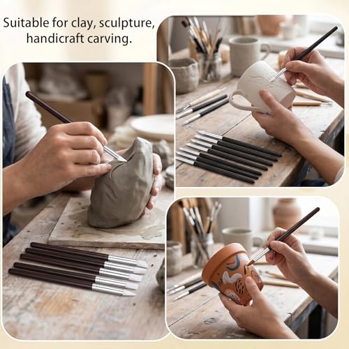 15pcs Silicone Brushes for Crafts Set, 5Shapes Silicone Paint Brushes for Crafts Pottery Clay Nail Art(0.11", 0.20", 0.31" Heads)