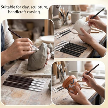 15pcs Silicone Brushes for Crafts Set, 5Shapes Silicone Paint Brushes for Crafts Pottery Clay Nail Art(0.11", 0.20", 0.31" Heads)