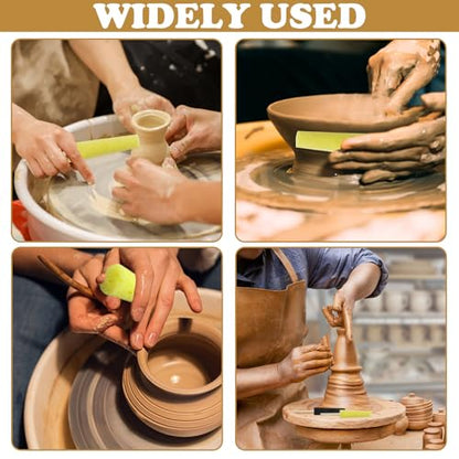 Sponge Stick Pottery Sponges Ceramic Tools Burr Repair, Pottery Trimming Tools Two Colors Holder for Clay Making Ceramic Accessories for Artist Carving and Shaping Supplies