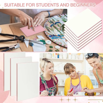 Frienda 50 Pack Rubber Carving Blocks 4 x 6 Inch, Rubber Stamp Carving Blocks for Printmaking, Printing, DIY Craft Project, Soft Block Stamp for Beginners and Professional (White & Pink) - color: White & Pink