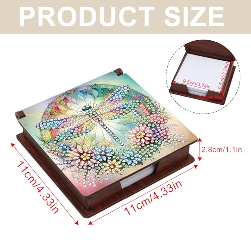 Diamond Painting Kit memo Box, Diamonds Art DIY Dragonfly Patterns Sticky Note Box Special Shape Drill, with 160 Sticky Note, Ideal for Home Office Supplies, Handicrafts, Holiday Gifts - color: Dragonfly