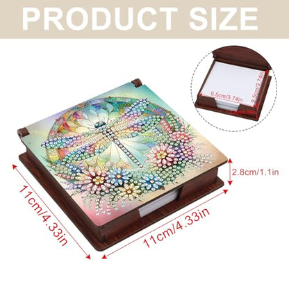 Diamond Painting Kit memo Box, Diamonds Art DIY Dragonfly Patterns Sticky Note Box Special Shape Drill, with 160 Sticky Note, Ideal for Home Office Supplies, Handicrafts, Holiday Gifts - color: Dragonfly
