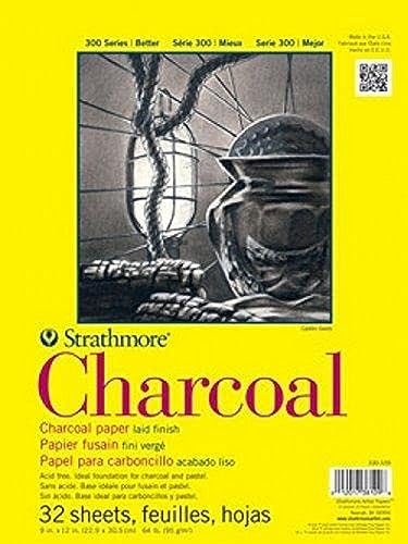 Strathmore 300 Series Charcoal Paper Pad, Glue Bound, 9x12 inches, 32 Sheets (64lb/95g) - Artist Paper for Adults and Students - Charcoal and Pastel - size: 9x12, style: Wire Binding