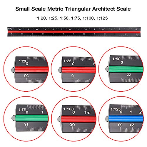 OwnMy 3 Pack 30CM Solid Aluminum Triangular Architect Scale Ruler Set, 3-Colors-Groove Architectural and Engineer Scale Metal Ruler Set, Clear Scale Metal Drafting Rulers for Civil Engineer Blueprint - style: Metric Scale