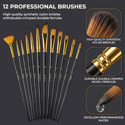 Nicpro 92PCS Acrylic Paint Canvas Set for Adults, Art Painting Supplies Kit with 48 Acrylic Paints,Table Easel,8 Canvas Panels,12 Brushes,Paper Pad,Cleaning Cup, Sponge, Palette for Beginner Artist - color: 92 piece+48 colors